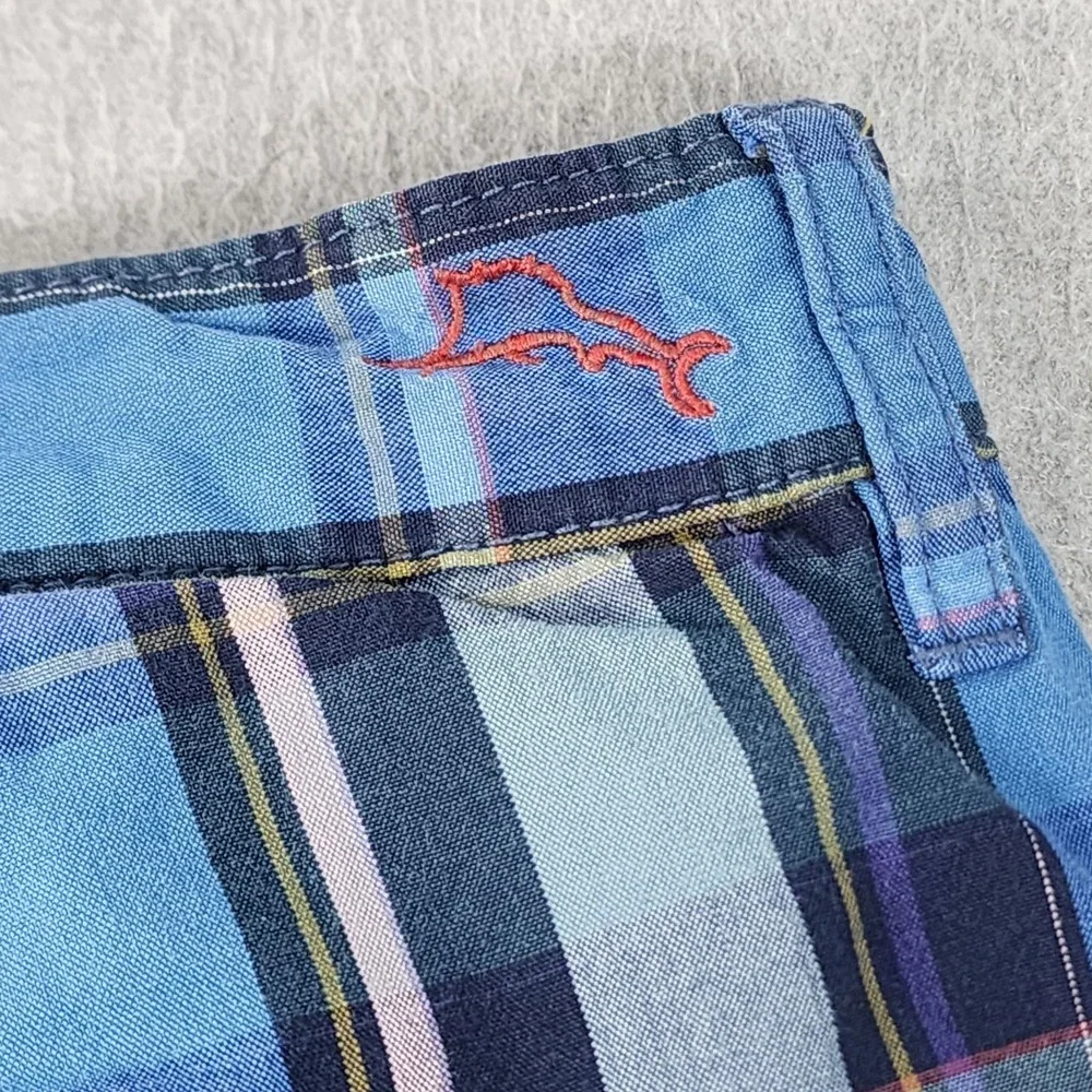 Tommy Bahama Golf Shorts Mens 40x9 Blue Pink‎ Plaid Striped Reversible Pockets